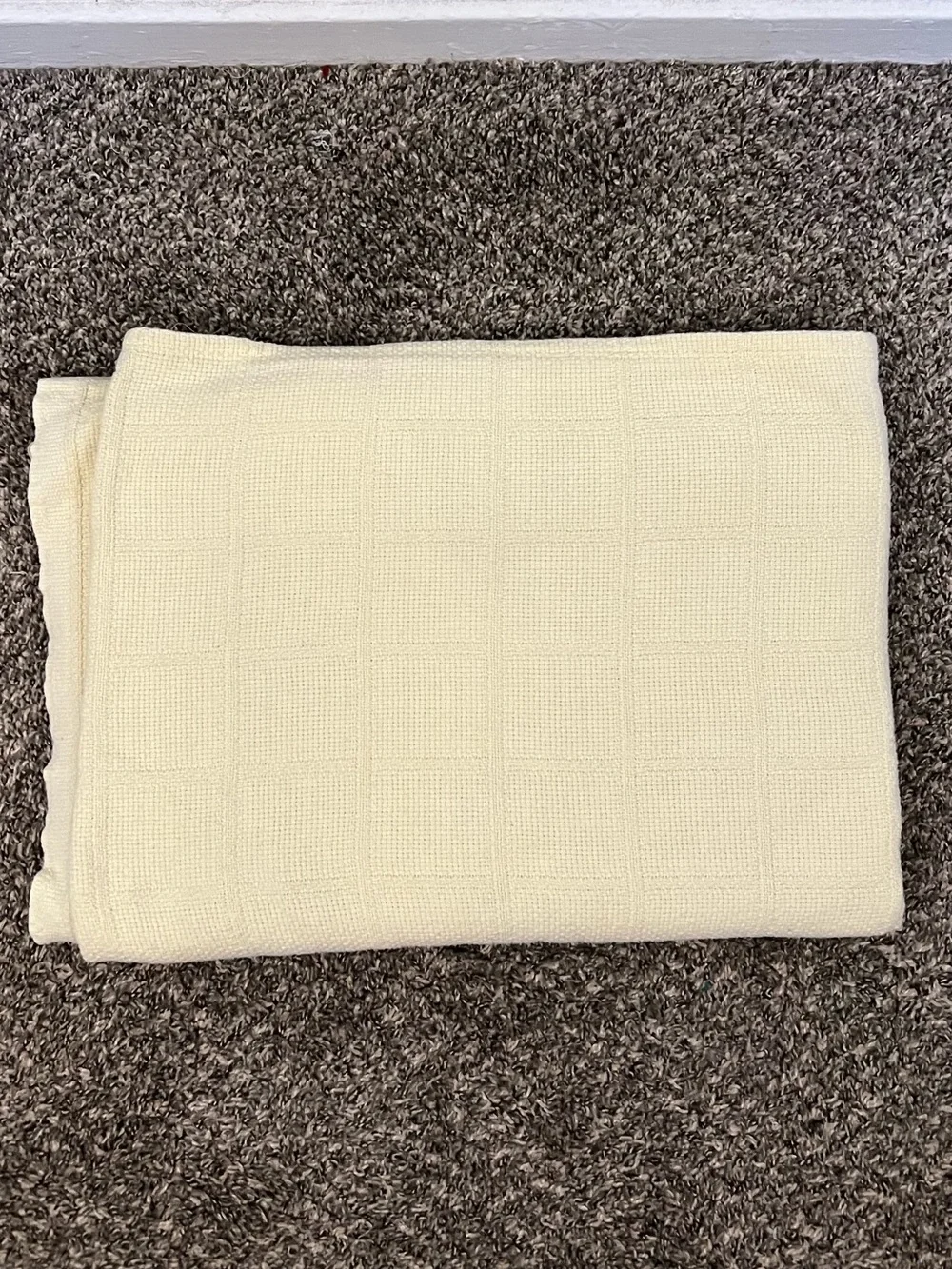 Vintage Ralph Lauren pastel yellow waffle weave woven cotton quilt Cottagecore